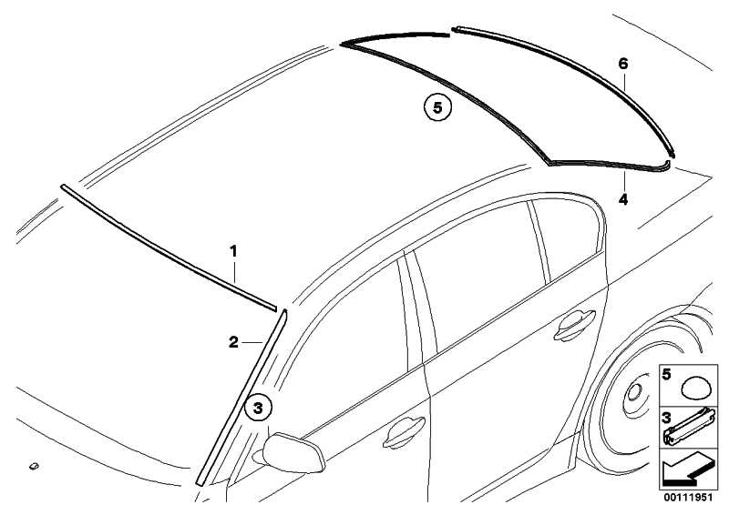 Drip molding left 5 Series 51317045447