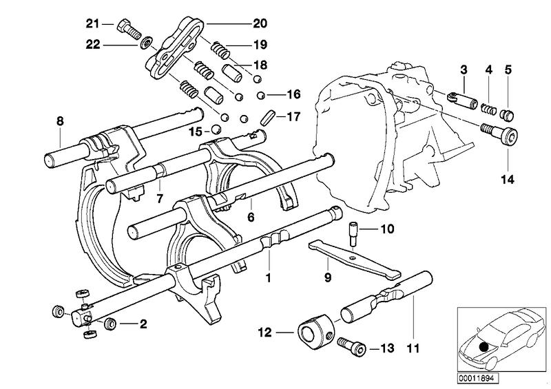 Shift rod driver with 3rd and 4th gear 23317525595