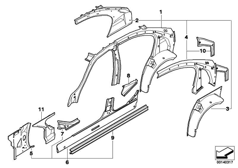 Left longitudinal beam 3 41117145337 - BMW.Click - Spare parts and ...