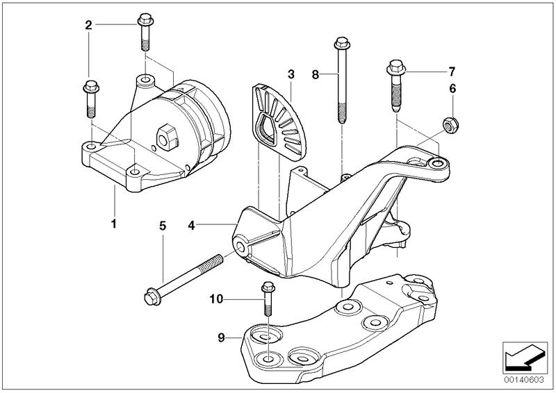 Transmission bearing block with rubber mounting 22316765337