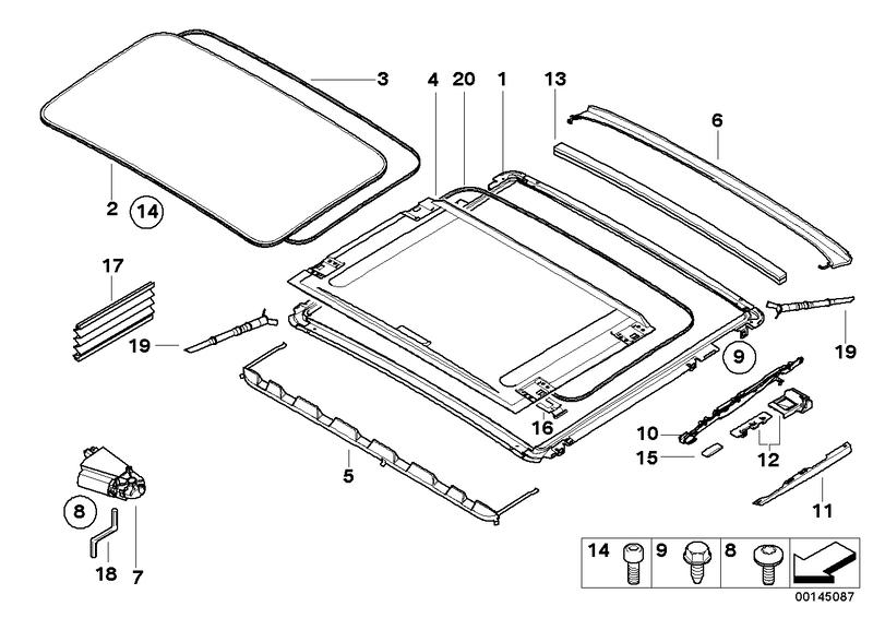 Lid sunroof glass 54107157447