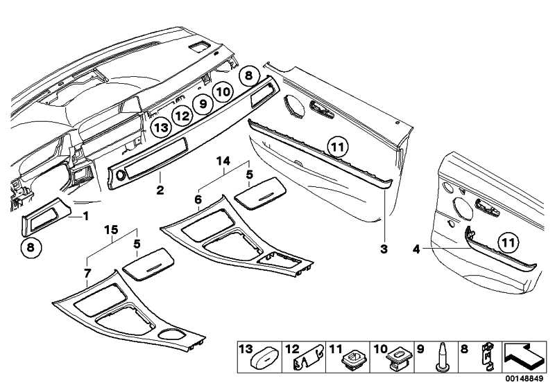 Center console trim ALU / feinschliff 3 51169145144