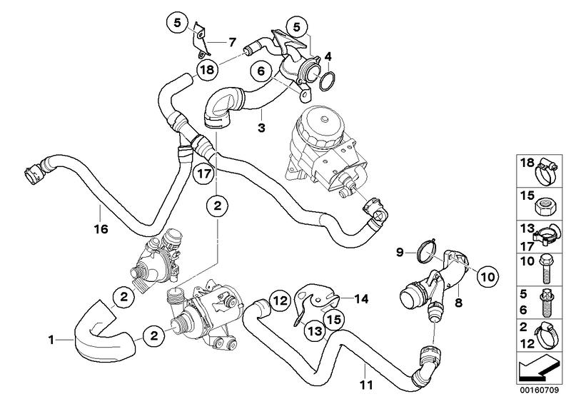 Hose thermostat coolant pump 11537558071