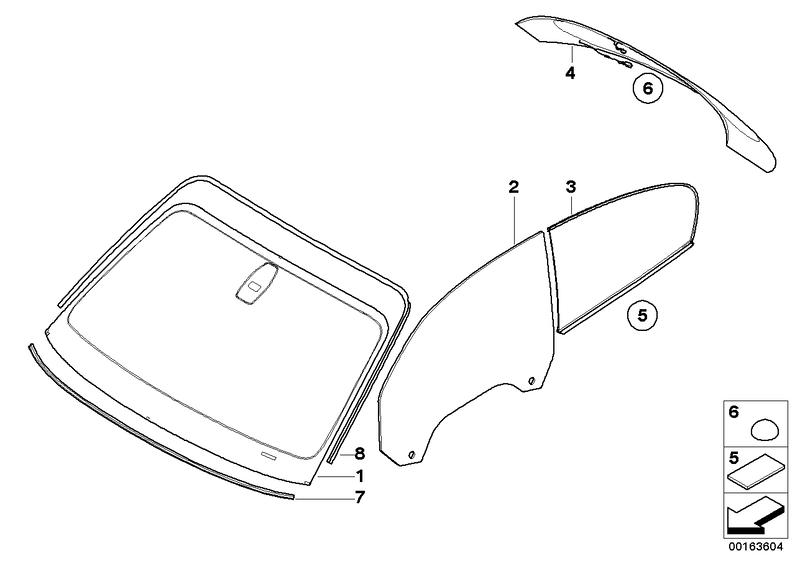 Rear side window GLANZSCHW right. SSG 51377194194