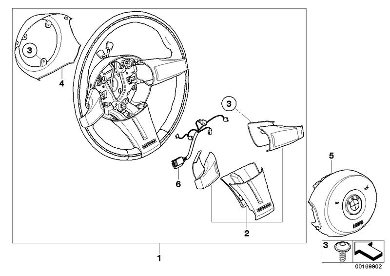 Sport steering wheel leather / wood ring PIANO PAINT SCHW. 32307906790