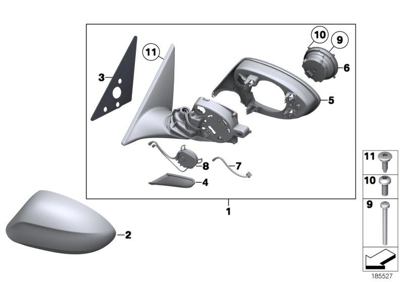 Exterior mirrors without a glass heated left 51167205167