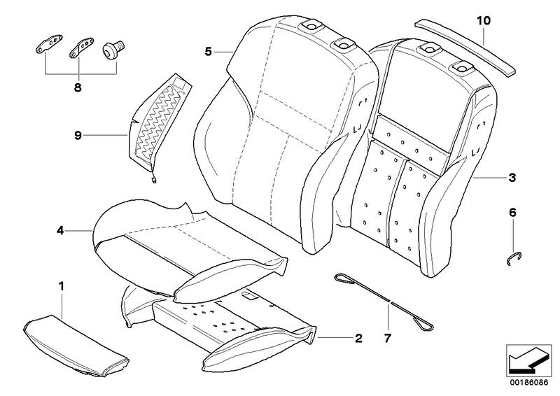 Regarding sports seat backrest leather left BLACK 52108042491