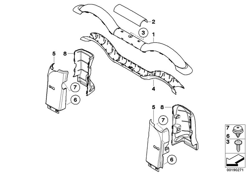 Re belt outlet trim back. Vorders. 51437309038