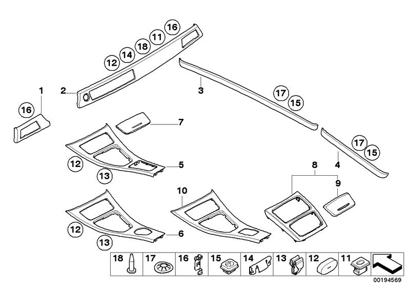 Decorative trim side panel re back. Satin silver 51437230684