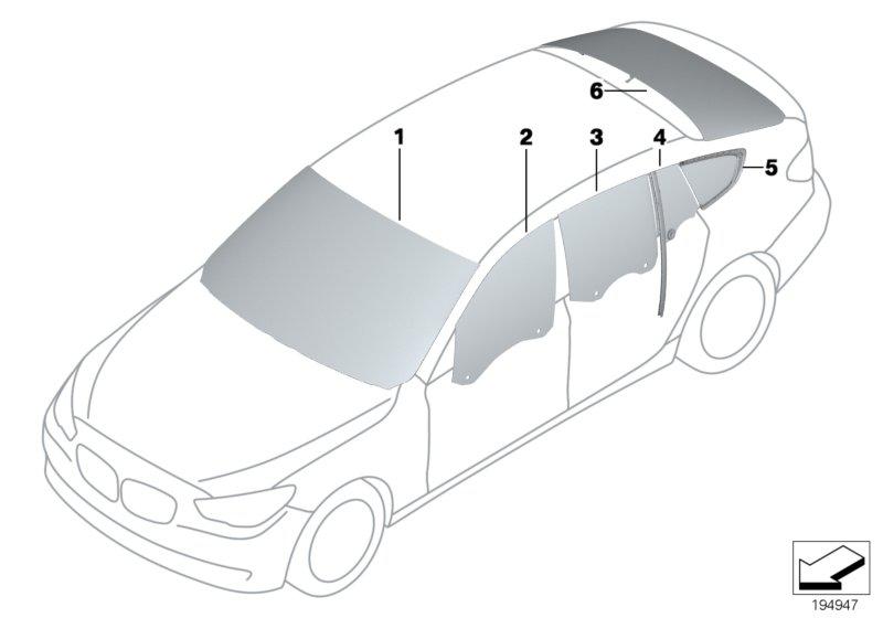 Side window green fixed rear left SSG 51377197901