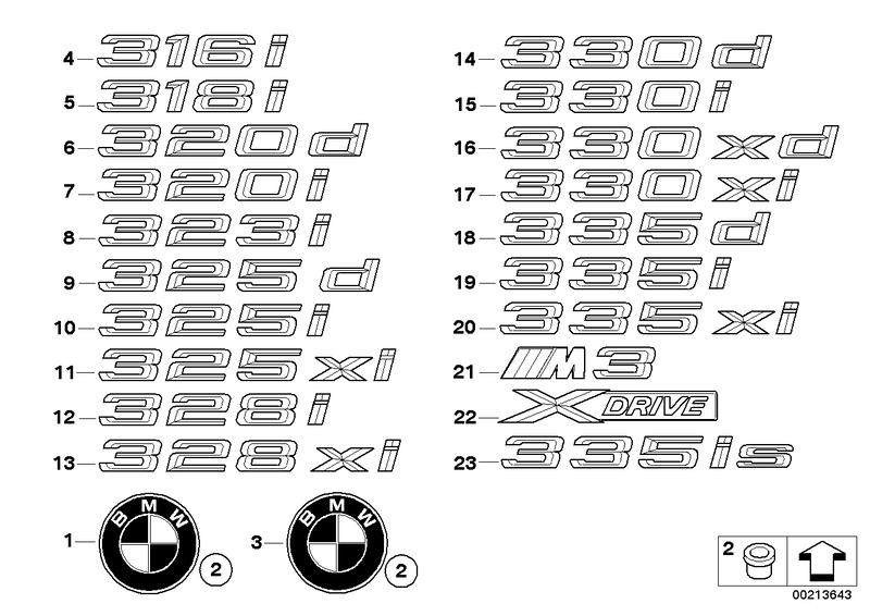 Emblem glued back - 325D - 51147183145