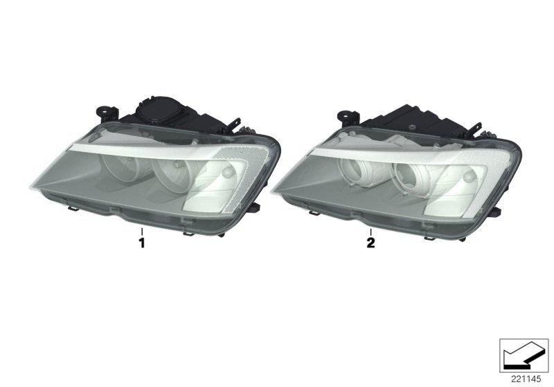 Headlights Bi-Xenon light right 63117276996