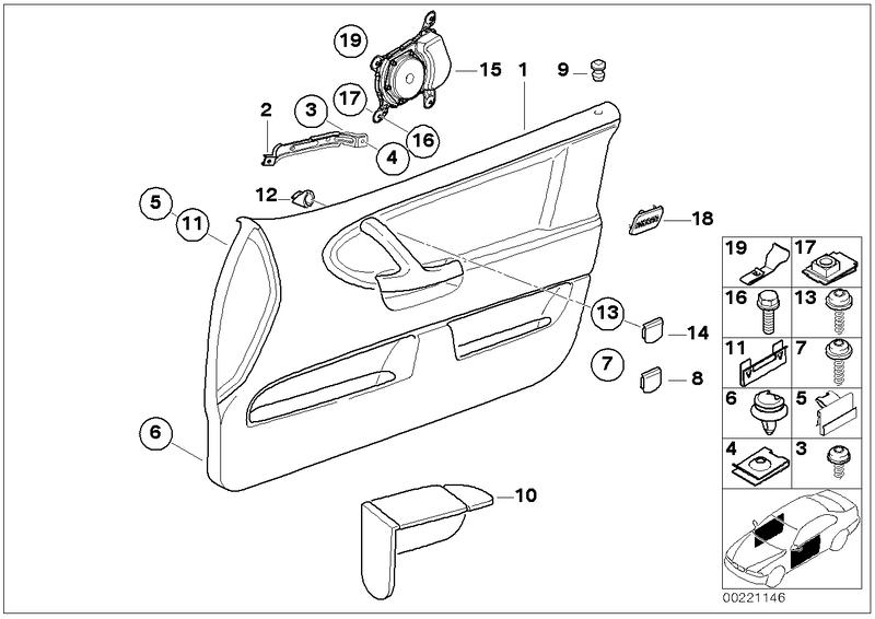 Front door trim right 0519/595/641 GR 51418171782