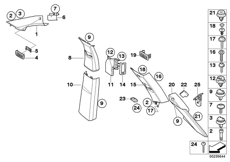 Lens D-pillar left Himmelgrau 51436955503