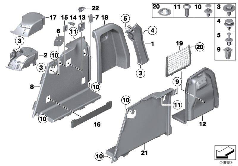 Cover seat back bracket left black 51477245335