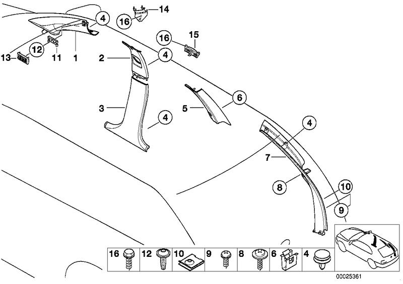 Pillar trim rear left ANTHRAZIT 51437041931