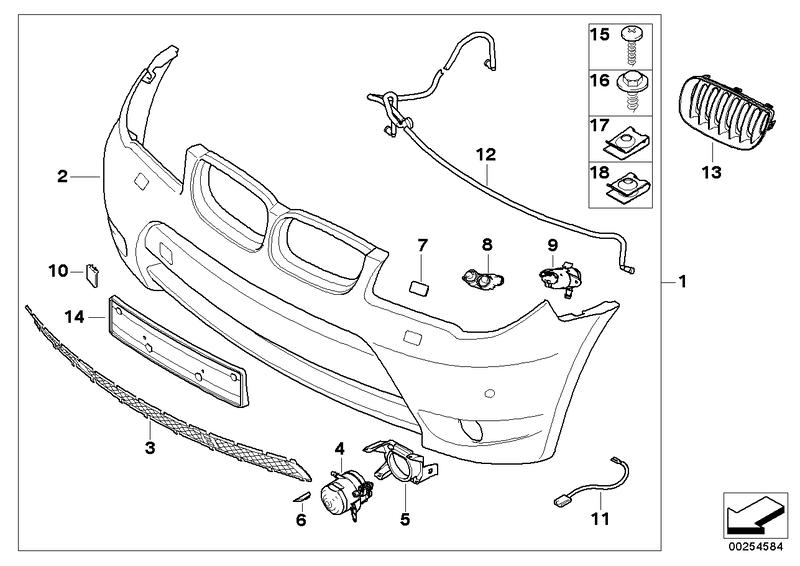 Grid front bumper PDC 51110305103