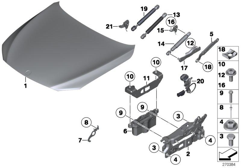 Gas spring front flap passive K3 51237289753