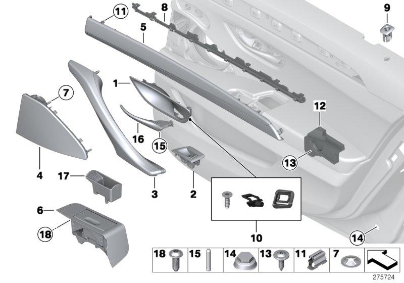 Decorative strip rear right door ALUMINUM TRACE 51428051330