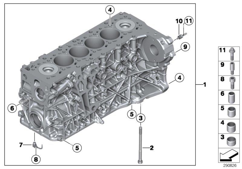 Cylinder crankcase with piston 11112295067