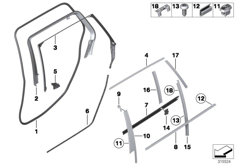 Sealing door joint roof rear right 51767199784