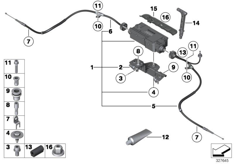 Bowden cable parking brake left 34436785428