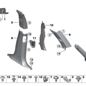 Lens C-pillar upper right ANTHRAZIT 51448058898