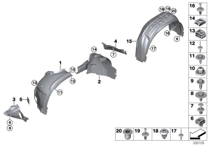 Cover wheel housing bottom left 51718059317