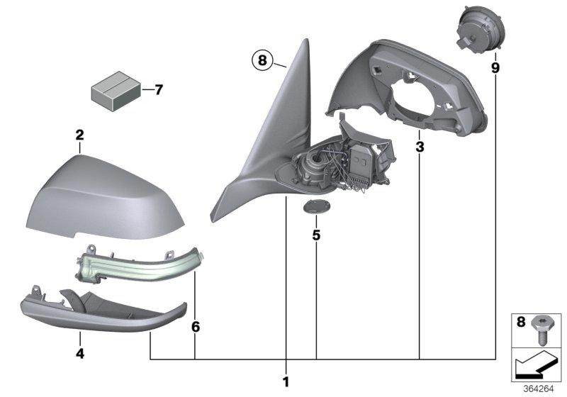 Exterior mirrors heated left SHADOW LINE 51167245291