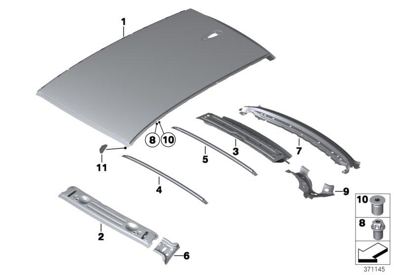 Reinforcement rear window frame at top left 41007343103