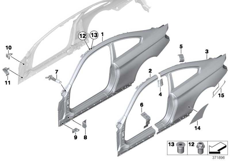 Reinforcement plate right B-pillar 41217374412