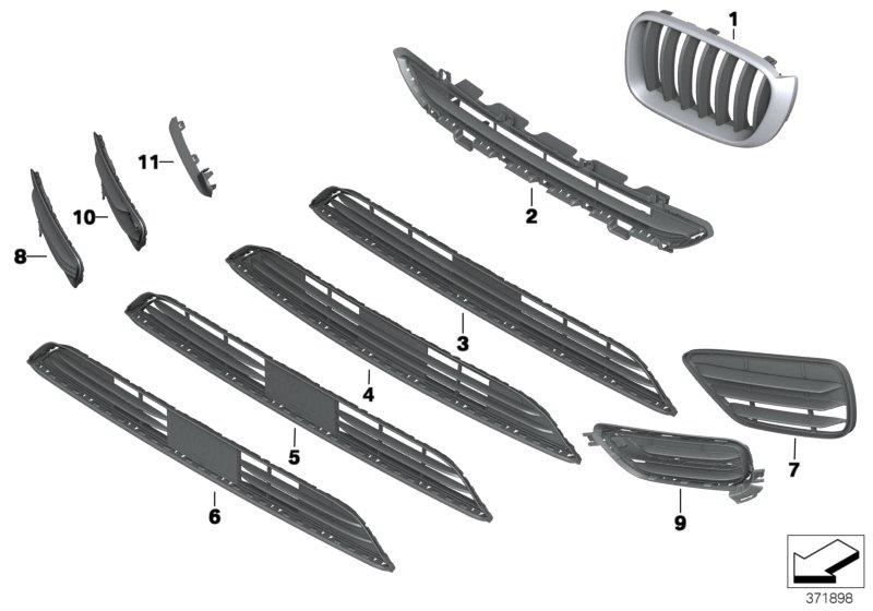 Grating center part closed at the bottom ACC 51117347969