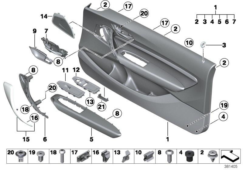 Door trim fabric front right ANTHRACITE / GRAY 51417409946