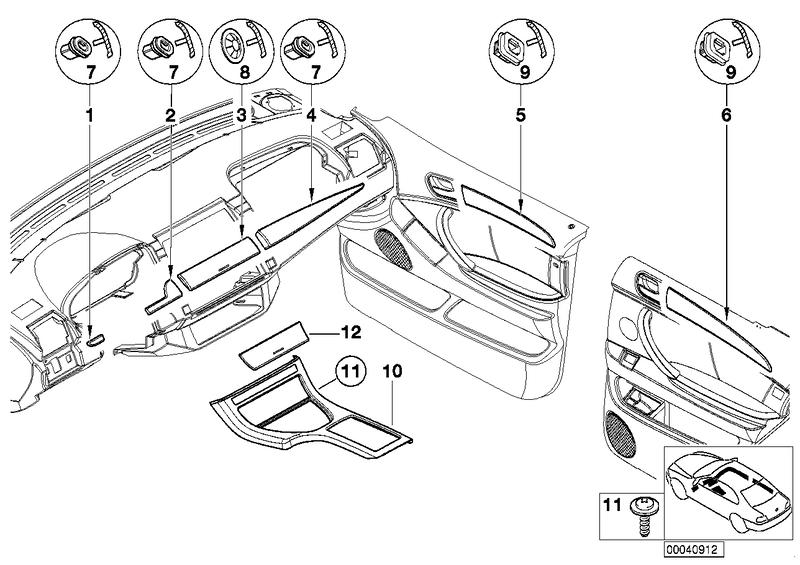 Decorative strip right instrument panel GRAPHITE MET. 51457124624