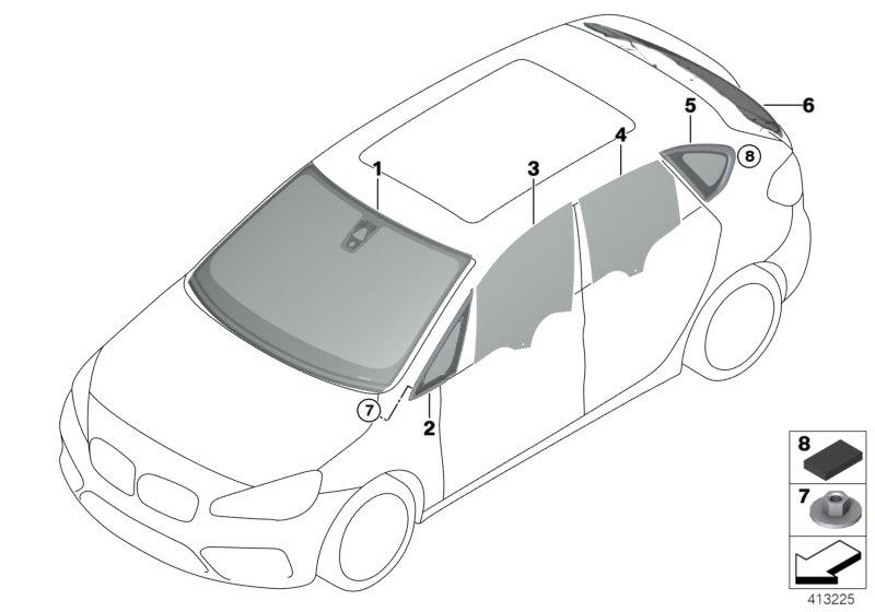 Side window fixed rear right SSG / BASE 51377375184