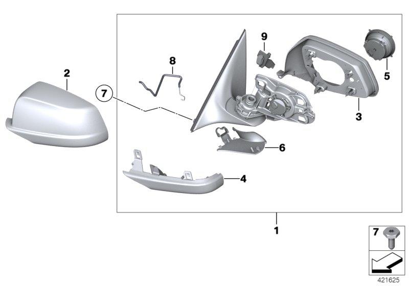 Exterior mirrors without a glass heated right SHADOW LINE 51167283668