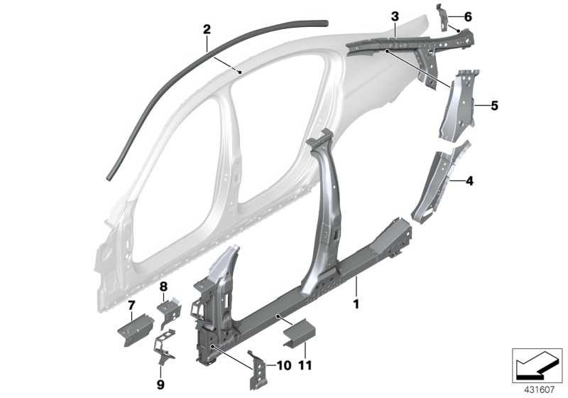 Reinforcing tube roof frame left 41217407057