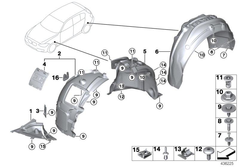 Cover wheel housing front part of the front left 51717312839