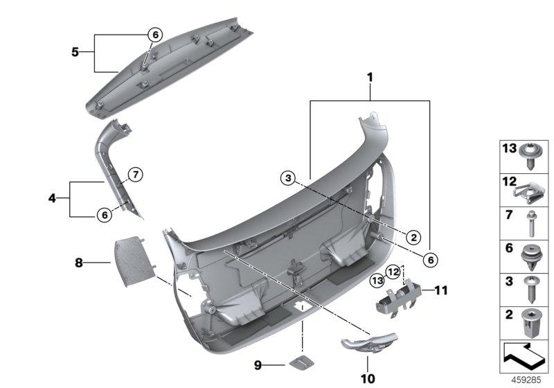 Lid trim tailgate right 51497332356