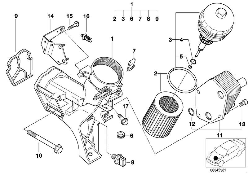 Oil filter with oil cooler connection 11427786867