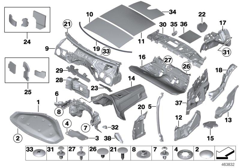 Soundproofing wheelhouse rear right 51487334358