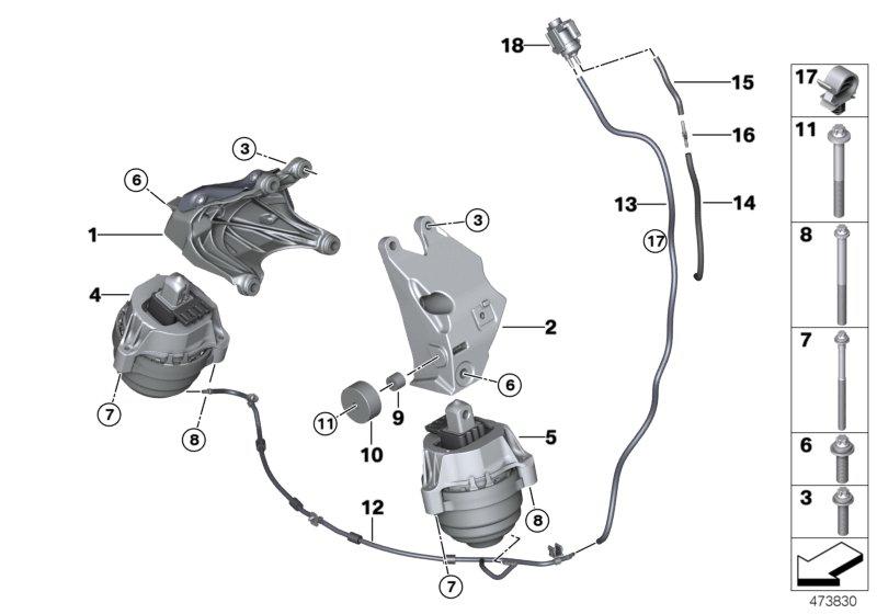 Engine support bracket right 22116870756