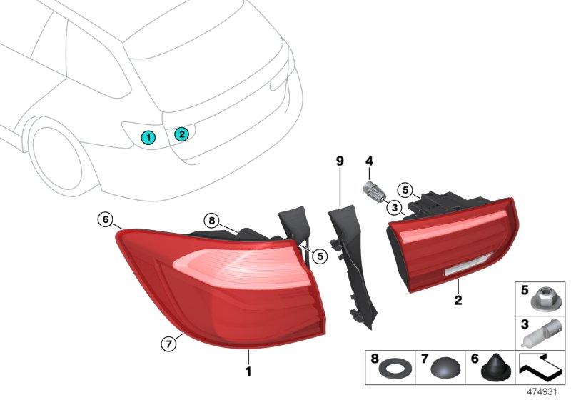 Taillight right side panel BLACK LINE 63217456530