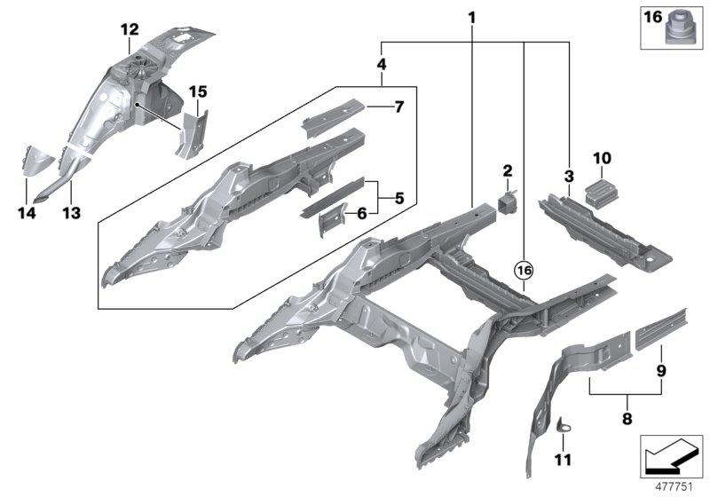 Extension side member at the bottom right 41007431356