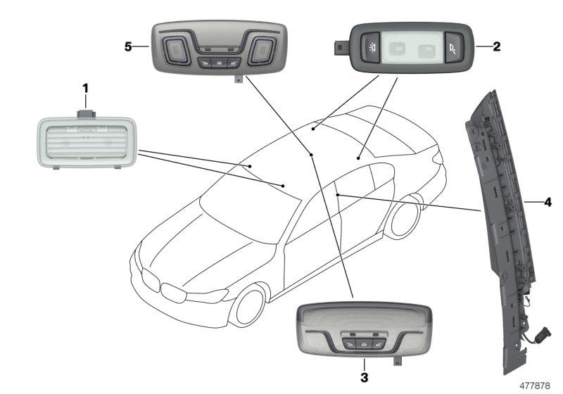 Interior reading light LED adjustable rear 63316801415