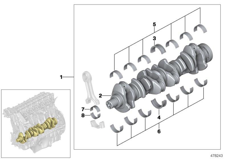 Crankshaft without bearing shells 11217806707