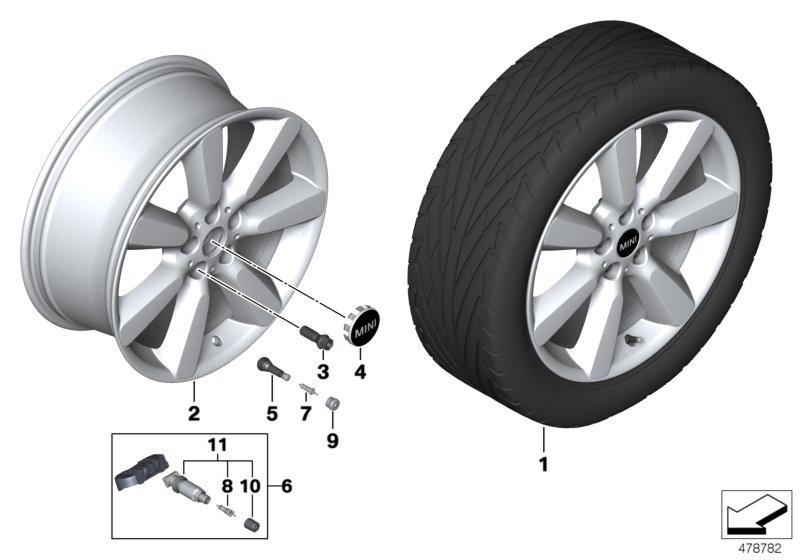 Light metal wheel disk Bright Silver 8Jx19 ET: 47 36116856037