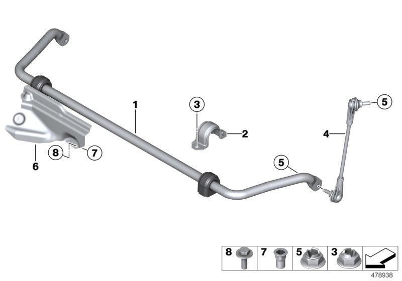 Stabilizer with rubber mounting the front 31306869290