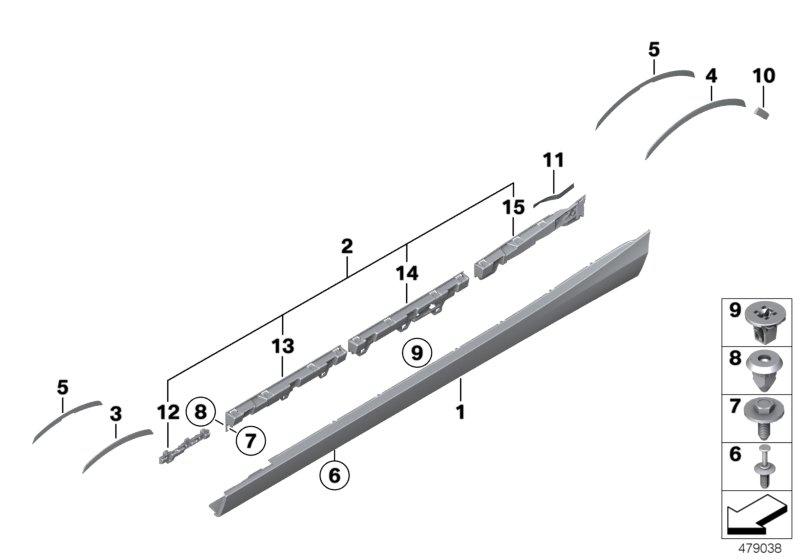 Set retaining strips left -M- 51778070151