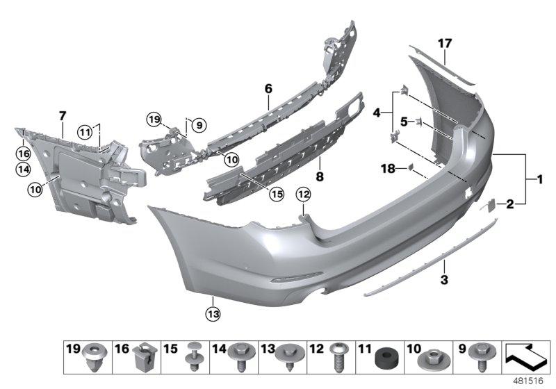 Molding rear bumper 51127389972